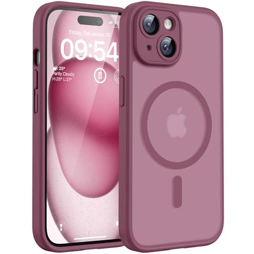 TOCOL for Phone 15 Case, Compatible with Magsafe Charger, Full Camera Protection, Drop Protection, Translucent Matte Phone Case for iPhone 15 6.1 inch (Plum)