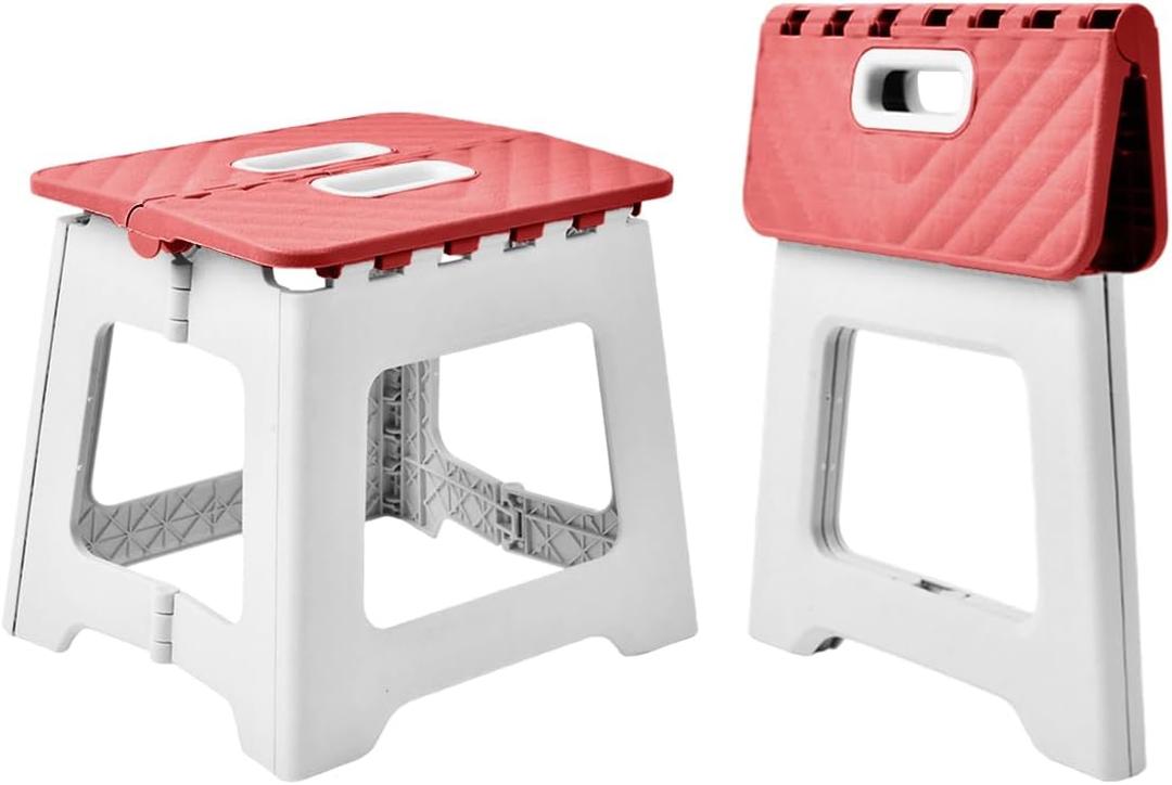 Todetana Folding Step Stool for Kids, Collapsible Step Stool for Family Use, Non Slipping Portable Travel Stool (Red, 10 Inches)