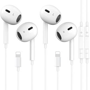 2 Packs Wired Headphones for iPhone Earbuds with Built-in Microphone & Volume Control HiFi Stereo Noise Reduction Earphones Compatible with iPhone 14/13/12/11/XR/XS/X/8/7/SE All iOS, Plug and Play