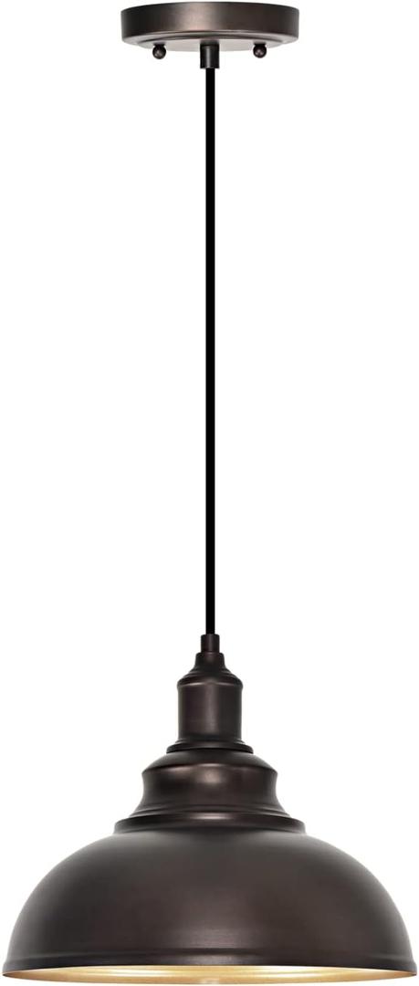 1 Pack Farmhouse Pendant Light Bronze Pendant Lighting for Kitchen Island Industrial Hanging Barn Light Pendant Lighting Over Island Sink Light Fixtures (Oil-Rubbed Bronze)