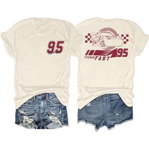 Car Shirts for Women Magic Kingdom Tops Car Racer T-Shirts Vacation Trip Short Sleeve Shirt (Orange, S)