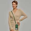 ZVE for iPhone 17 Pro Wallet Case with Card Holder, Crossbody Zipper Leather Phone Cover for Women 6.3" Dark Green