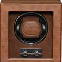 ROTHWELL Single Watch Winder for Automatic Watches with Quiet Motor with Multiple Speeds and Rotation Settings (Tan/Brown)