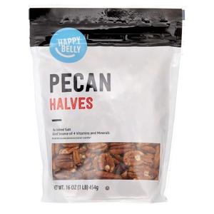 Amazon Brand - Happy Belly Pecan Halves, No Added Salt, 16 ounce (Pack of 1)