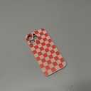 Compatible with iPhone 15 Case Cute Checkerboard Checkered Pattern Design Soft Slim TPU Phone Case Shockproof Full Camera Protection for Women Girls - Pink&Red