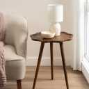 Kate and Laurel Alezar Modern Wooden Round Side Table, 19 x 19 x 25, Walnut Brown, Transitional Solid Wood End Table with Wavy Edge for Teen Bedroom Nightstand or Dorm Room Decor, 19x19x24