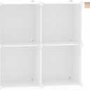 C&AHOME Cube Storage Organizer, 4-Cube Shelves Units, Closet Cabinet, DIY Plastic Modular Book Shelf Ideal for Bedroom, Living Room, Office, 24.8" L x 12.4" W x 24.8" H Milky UPCS04M