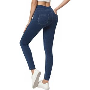 Jeggings for Women with Pockets Tummy Control Stretchy Skinny Jeans Pull On High Waisted Butt Lifting Denim Leggings, Size: X-Large