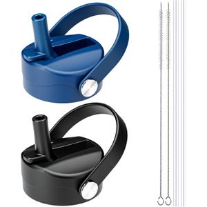 Straw Lid for Hydro Flask Wide Mouth, Lids with Straw for Hydroflask 12 16 18 20 32 40 oz Wide Mouth, Replacement Straw Cap for Hydroflask, Top Sport Bottle Lid (Black/Cobalt)