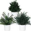 Fake Plants 3 Pack Fake Potted Plants Artificial Plants for Home Shelf Offices Table Home Decor (Kelly Green)