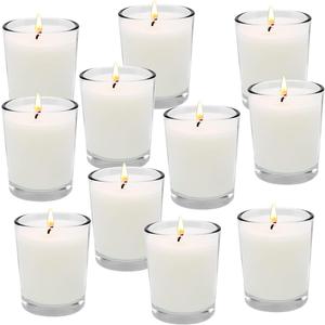 Unscented White Votive Candles in Glass 20 Packs Small Soy Wax Votives for Wedding Party Dinner Table
