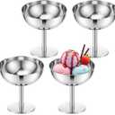 4 PCS Stainless Steel Ice Cream Cup, 7 Oz Serving Dessert Bowls | Silver Coupe Glasses High Dessert Footed Bowl for Sundae Fruit Pudding Small Snacks Sauce Condiment Summer Party
