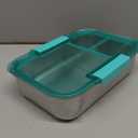 Smash Microwave Safe Stainless Steel 3 Compartment Bento Lunch Box, 44oz Mint