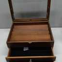 Knife Display Case, Knife Collection Display Holder with Glass Lid, 3-Layer Wooden Pocket Knife Case with Drawers (Walnut)