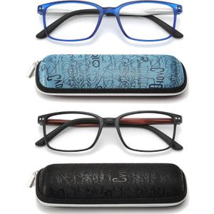 Reading Glasses for Men with Spring hinges, Professional Computer Readers with Blue Light Protection and Case