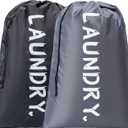 2 Pack XL Travel Laundry Bag, Machine Washable Dirty Clothes Organizer with Drawstring,Large Enough to Hold 4 Loads of Laundry, Easy Fit a Laundry Hamper or Basket Travel Essentials 24" x 36"