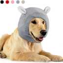 Frienda Quiet Ears for Dogs, Dog Ear Muffs Noise Protection Knitted Dog Hats Pet Ears Warm Dog Ear Cover Winter Hat Dog Snood Head Wrap Bunny Costume for Medium to Large Dogs Cats Pets (Grey)