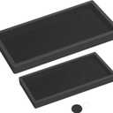 Silicone Countertop Tray  Small + Large Bathroom Vanity Organizer for Soap Dispenser, Lotion Bottles, Perfume, Candles, Keys  Shatterproof Sink Tray (Set - Small (7.8") + Large (11.8"), Black)