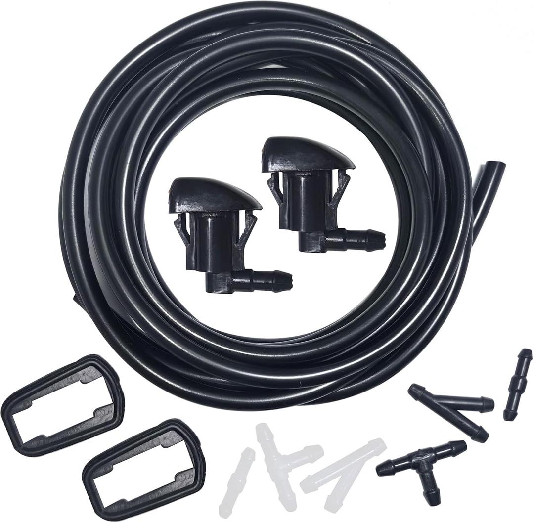 Front Windshield Washer Nozzles Kit for GMC Acadia 07-17, Traverse 09-14, Malibu 08-12, Enclave 08-17, SRX 10-16 15247800, 25823360 Wiper Spray Washer Jet with 3M Fluid Hose & 6 Connectors