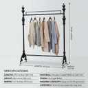 47.2" Industrial Clothing Rack Heavy Duty - Black Iron Garment Rack for Retail Display & Home - Vintage Coat Rack Stand for Hanging Clothes, Jackets, Dresses - Commercial Grade Sturdy Metal Organizer