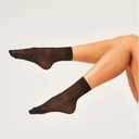 Pioni Women's 5 Pairs Nylon socks for Women Ankle High Sheer Socks Tights Hosiery Crew Stocking (Black)