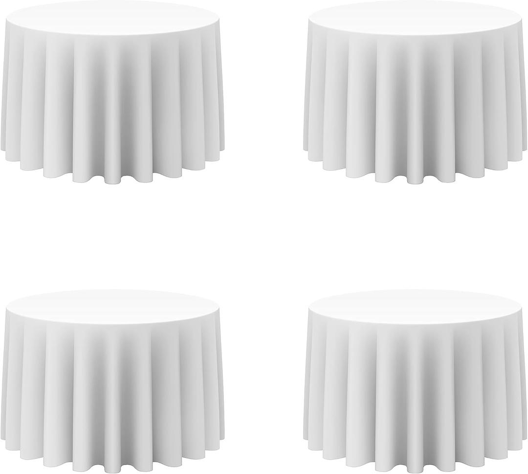 4Pack White Round Paper Tablecloths - 82in Paper Table Cloths for Parties Disposable - Linen Like Disposable White Tablecloth Round Cover with Plastic Backing 4Pack White Round Paper Tablecloths - 82in Paper Table Cloths for Parties Disposable - Linen Like Disposable White Tablecloth Round Cover with Plastic Backing