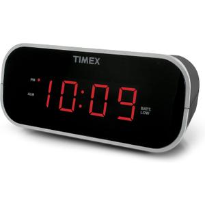 Timex Alarm Clock with Large Display, Digital Alarm Clock for Bedroom Includes 120V Universal Power Adapter (T121B - Black)