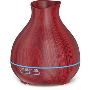 Aromatherapy Essential Oil Diffuser 550ml 12 Hours Wood Grain Aroma Diffuser with Timer Cool Mist Humidifier for Large Room, Home, Baby Bedroom, Waterless Auto Shut-off,7 Colors Lights Changing