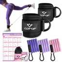 Ankle Resistance Bands With Cuffs for Working Out, Kickbacks, Hip, Leg and Glute Exercise - Training Poster Included - for Women