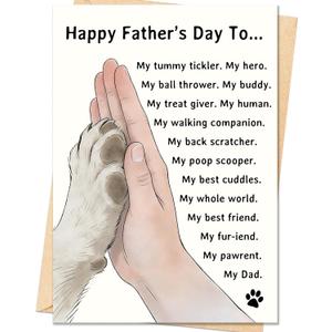 10 x IDU Fathers Day Card Gifts, Dog Dad Fathers Day Card Gift