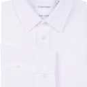 Calvin Klein Boys' Long Sleeve Slim Fit Dress Shirt, Button-Down Style with Cuffs & Shirttail Hem (12, White)