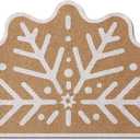 Drydiet Christmas Winter Snowflake Coir Doormat with Non Slip TPR Backing 18 x 30 Inch Christmas Welcome Mat for Kitchen Decorative Soft Rug for Front Door Entrance Porch Bathroom Holiday Decor