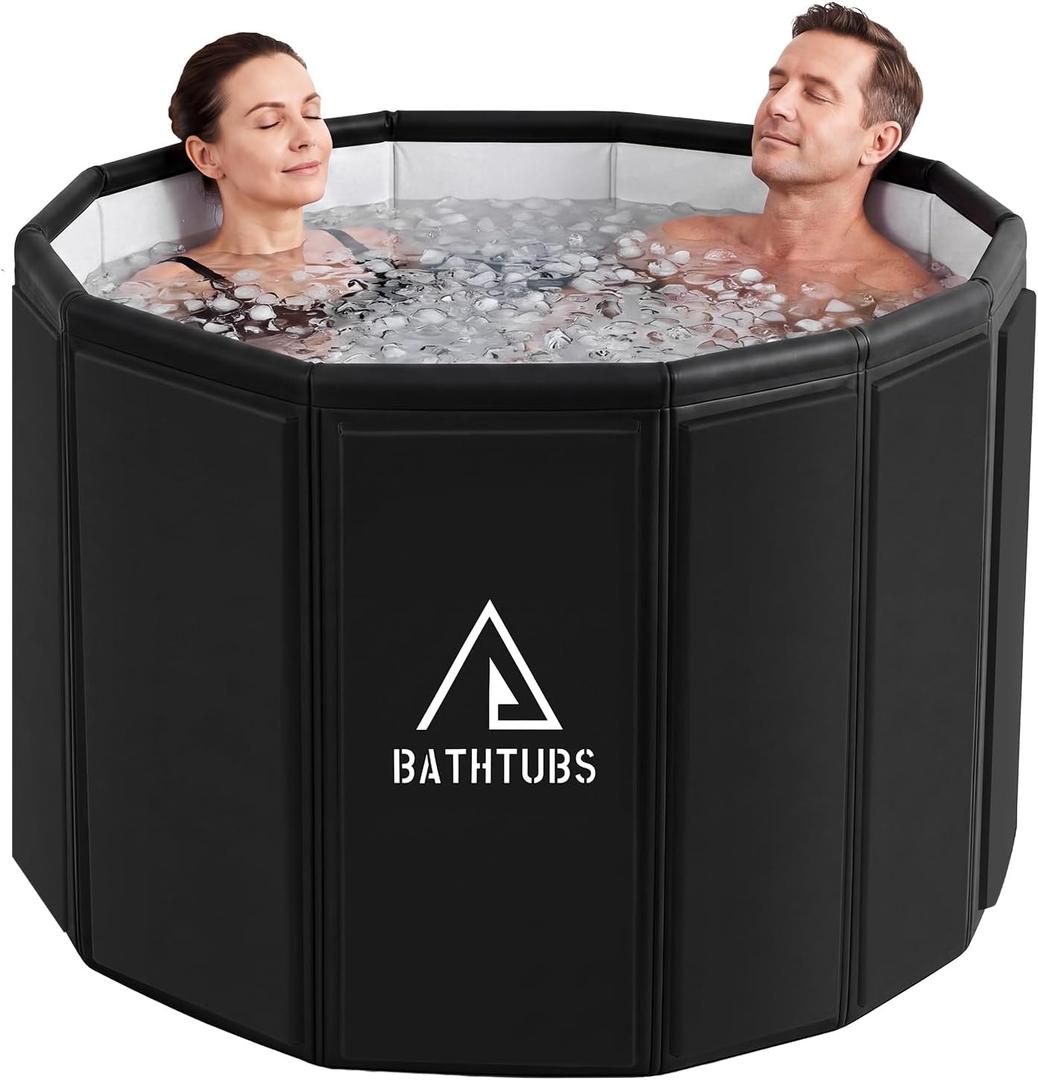 Portable Bathtub for Adults, Foldable Bathtub （41.3"L x 26.6"）Without Installation with Bottom Cotton Clip, Cold Plunge Tub Suitable for Bathing, Space-Saving, Black