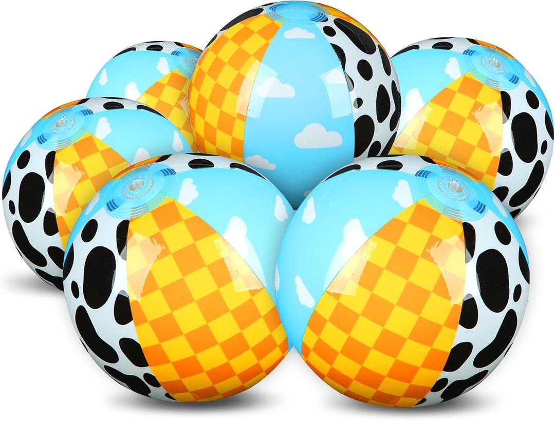 Hollowfly 12 Pack Toy Inspire Game Themed Beach Ball for Kids 7.87" Bulk for Summer Pool and Beach Game Gifts Two Infinity and Beyond Birthday Party Supplies End of The Year Class Decoration Favor (Cartoon)