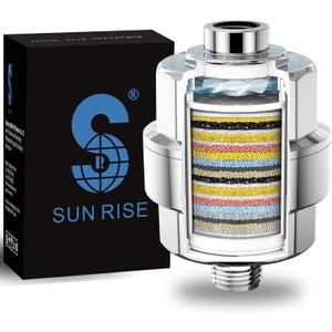 SR SUN RISE 20-Stage Shower Filter-Shower Head Filter for Hard Water, with 1 Replaceable Cartridges, High Output Shower Water Filter for Removing Chlorine and fluoride, Polished Chrome