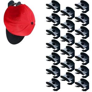 Keioy 20 PCS Adhesive Hat Rack for Wall Baseball Caps, Minimalist Display Rack, Strong Hold Wall Organizer, Hat Racks for Bedroom,Door,Closet Black