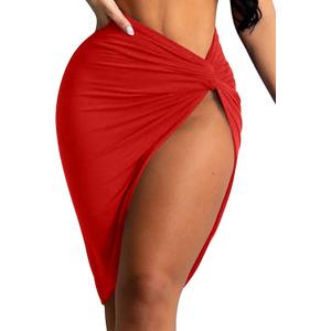 Mizoci Women's Swimsuit Coverup Beach Wrap Skirt Bathing Suit Bikini Cover Up for Swimwear (Large, Red)