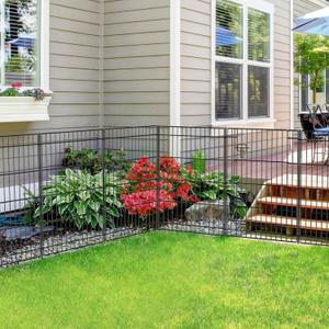INJOPEXI Decorative Garden Fence 12 Panels 23.6ft (L)30in (H), Metal Garden Fence 11 Fence Panels + 1 Gate Rustproof Wire No Dig Temporary Garden Fence Animal Barrier Fencing for Yard Outdoor Patio