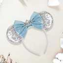 Mouse Ears Headbands for Women Blue Bow Mouse ear Headband Sequin Hairbands Birthdays Party Hair Accessories