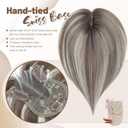 Hair Toppers for Women Real Human Hair Toppers No Bangs 7 * 10cm Upgrade Swiss Base 30g HairPieces for Women with Thinning 10Inch (4T6/613) (Ombre Brown with Blonde Highlight)