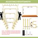 8.2FT x 8FT Backdrop Stand Heavy Duty with Base, Gold Portable Adjustable Pipe and Drape Backdrop Stand Kit, Over The Table Rod Stand with Clamps, Square Metal Arch Party Frame for Birthday Decor