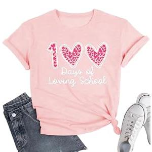 BQG 100 Days of Loving School Shirt Teacher Life Shirt, Size:XL