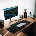 Long Black Topographic Line Gaming Mouse Pad 31.5 x 11.8 inches, Extended Anime Mousepad,Full Keyboard Mat with Stitched Edges