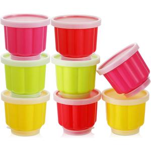 8 Pack Small Pudding Cups Mold with Lids Reusable Plastic Dessert Molds Mini for Jelly, Gelatin, Ice Cream - Food and Dishwasher Safe Freezer Containers for Making Desserts