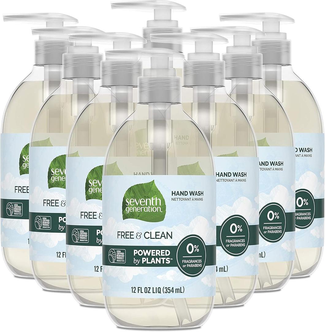 Seventh Generation Liquid Hand Soap Fragrance Free Free & Clean Unscented Hand Soap 12 Fl.oz, Pack of 8