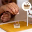 Totority Miniature Woven Basket for Dollhouse Realistic Handheld Prop for Home Decor Crafts and Photography Mini House Supplies Color