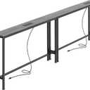 SUPERJARE 78.8 Inch Narrow Console Table with Outlet, Sofa Tables, Behind Couch Table, Long Entryway Tables with Charging Station, for Living Room, Charcoal Gray