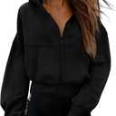 PRETTYGARDEN Women's Zip Up Y2K Hoodies 2025 Fall Fashion Long Sleeve Hooded Fleece Sweatshirts Casual Jacket Winter Clothes (Black, Small)