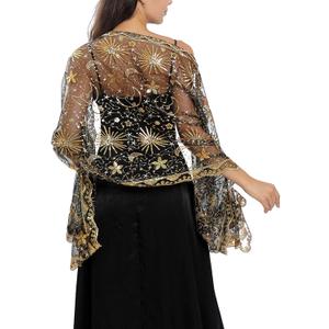 Ladiery Sequin Stars Moons Shawls and Wraps for Evening Dresses,Women sparkly Sheer Mesh Wedding Shawls for Evening Party