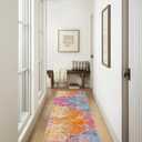 Lahome Modern Abstract Runner Rugs with Rubber Backing - 2x8 Colorful Rug Runners for Hallways Non Slip Washable Carpet Runner, Rainbow Soft Non Skid Indoor Long Runner for Bedroom Kitchen (2' x 8', Galaxy)